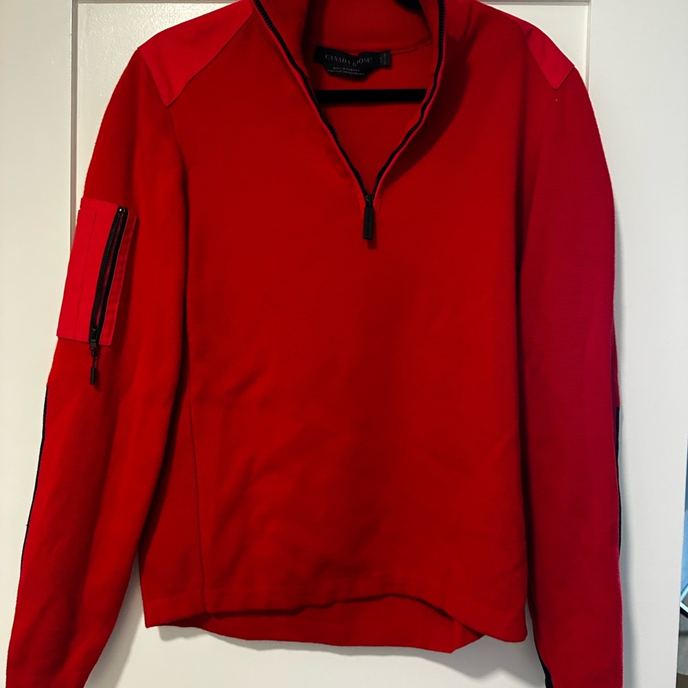 Canada Goose Red Zip Up Sweater
